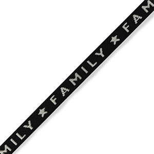 Ruban texte "family" Noir-gris