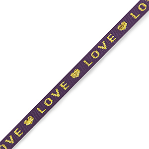 Ruban texte "love" Violet-dor&eacute;