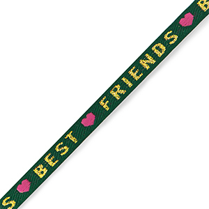 Ruban texte "best friends" Vert-dor&eacute;-rose