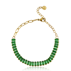 Bracelets en acier Inox Dor&eacute;-vert