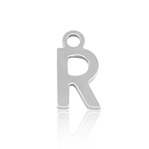 Breloques en acier Inox alphabet lettre R Argent&eacute;
