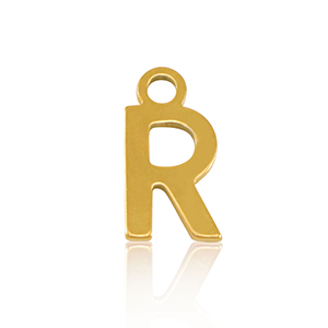 Breloques en acier Inox alphabet lettre R Dor&eacute;