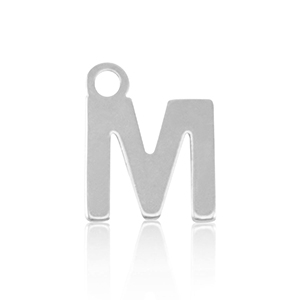 Breloques en acier Inox alphabet lettre M Argent&eacute;