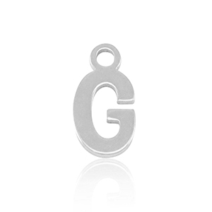 Breloques en acier Inox alphabet lettre G Argent&eacute;