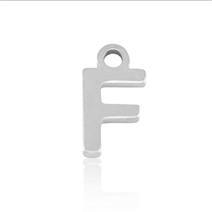 Breloques en acier Inox alphabet lettre F Argent&eacute;