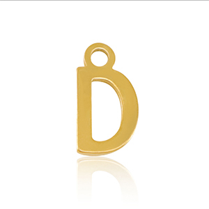 Breloques en acier Inox alphabet lettre D Dor&eacute;