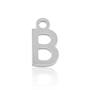 Breloques en acier Inox alphabet lettre B Argent&eacute;