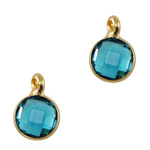 Pendentifs en verre Crystal Glass 7mm Bleu-dor&eacute;