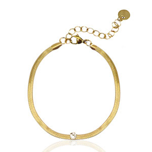 Bracelets en acier inox cha&icirc;ne maille serpentine cristal Dor&eacute;-cristal