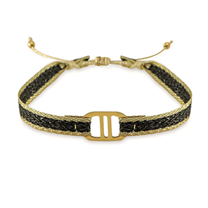 Bracelets tendance ruban avec connecteur acier inox Noir-dor&eacute;