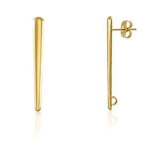Appr&ecirc;ts en acier Inox boucles d'oreilles / puces d&rsquo;oreilles ovale avec anneau Dor&eacute;