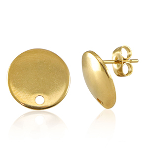 Appr&ecirc;ts en acier Inox boucles d'oreilles / puces d&rsquo;oreilles avec anneau 13mm Dor&eacute;
