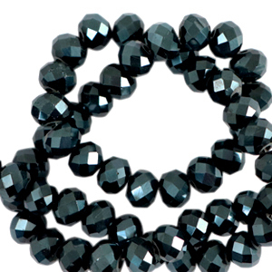 Perles &agrave; facettes 4x3mm disque Heishi Vert for&ecirc;t-pearl shine coating