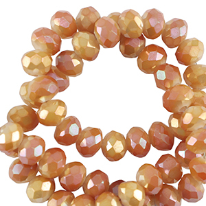Perles &agrave; facettes 3x2mm disque Heishi Orange brillant-pearl shine coating