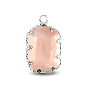 Pendentifs en verre Crystal Glass rectangle Rose-argent&eacute;