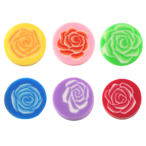 Perles en polym&egrave;re rose 10mm Multicolore
