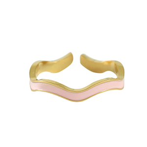 Bagues en acier Inox Dor&eacute;-rose clair