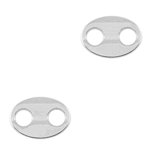 Breloques en m&eacute;tal DQ connecteur ovale Argent&eacute; antique (sans nickel)