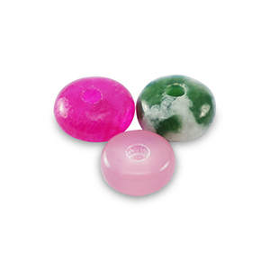 Pierres naturelles m&eacute;lang&eacute;es rondelles 4mm Multicolore rose vert