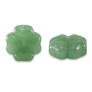 Perles en verre tr&egrave;fle Vert de vigne