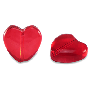 Perles en verre coeur Rouge