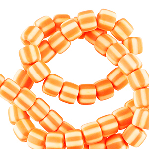 Perles en polym&egrave;re 6mm Orange-blanc