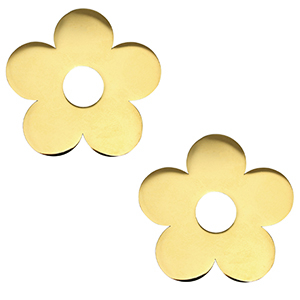 Breloques en acier Inox fleur Dor&eacute;