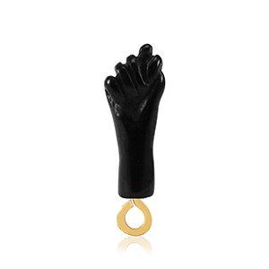 Pendentifs en r&eacute;sine "Mano Fico" Noir-dor&eacute;