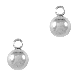 Breloques en acier Inox boule 6mm Argent&eacute;