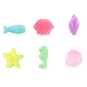 Perles aspect acrylique cr&eacute;atures marine Multicolore pastel