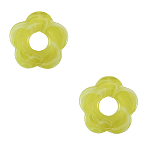 Breloques acryliques fleur Vert lime