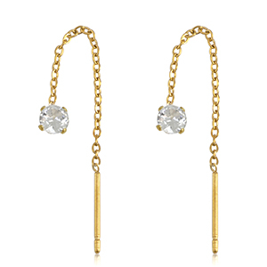 Boucles d'oreilles en acier Inox zirconium Dor&eacute;