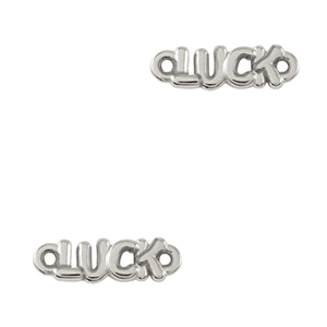 Breloques en m&eacute;tal DQ connecteur "LUCK" Argent&eacute; antique (sans nickel)