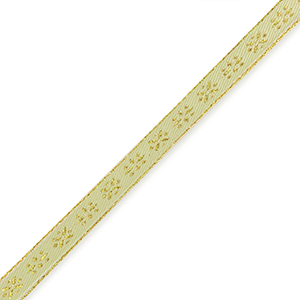 Ruban texte fleurs Vert olive-dor&eacute;