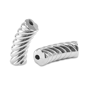 Perles tubes acryliques torsad&eacute; Argent&eacute;