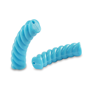 Perles tubes acryliques torsad&eacute; Bleu