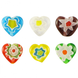 Perles Millefiori c&oelig;ur fleur Multicolore