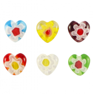 Perles Millefiori c&oelig;ur fleur Multicolore