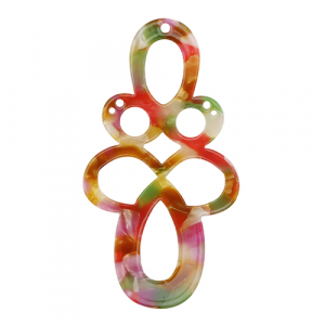 Pendentifs en r&eacute;sine baroque Rose-vert multicolore