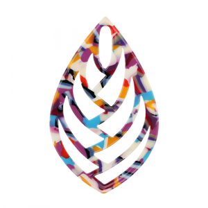 Pendentifs en r&eacute;sine feuille Confetti multicolore