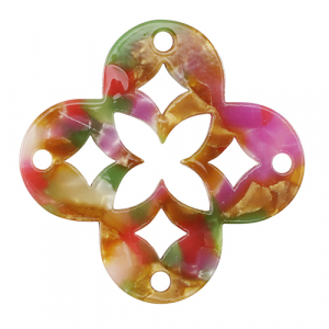 Pendentifs en r&eacute;sine mosa&iuml;que Rose-vert multicolore