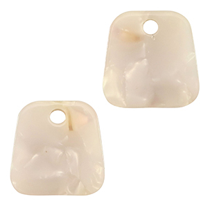 Pendentifs en r&eacute;sine trap&egrave;ze Rose-blanc nacr&eacute;