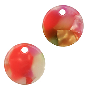 Pendentifs en r&eacute;sine 12mm Rose-vert multicolore