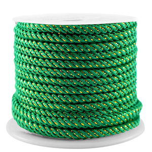 Cordon tendance 3mm Vert &eacute;meraude-dor&eacute;