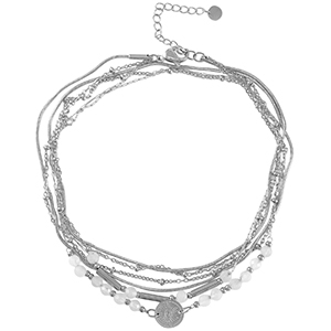 Chaines de cheville en acier Inox pierre Argent&eacute;-blanc