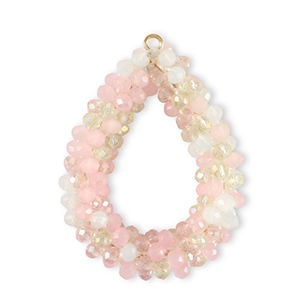 Boucles pendentifs facett&eacute;es goutte Multicolore cristal-rose