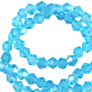 Perles &agrave; facettes bicone 6mm Bleu turquoise azure
