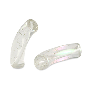 Perles tubes acryliques Transparent paillet&eacute;-AB coating