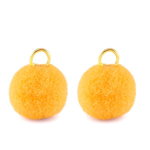 Pendentifs pompon avec anneau 10mm Dor&eacute;-jaune spectra