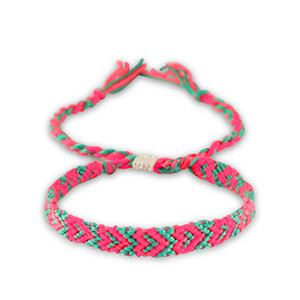 Bracelets tendance Rose n&eacute;on-vert turquoise